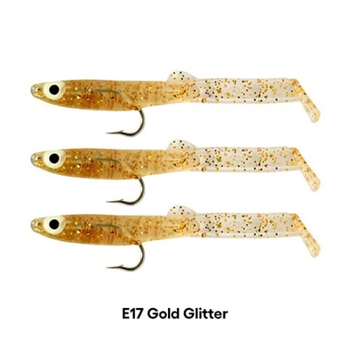 3525 EEL FISH SOFT 7.5 CM 3 LÜ E17 GOLD GLITER